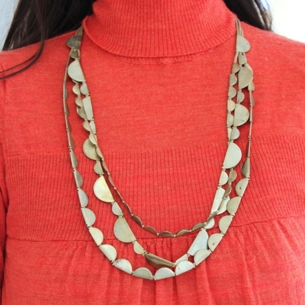 Roost Crescent Half Moon Necklace in Silver and Brass